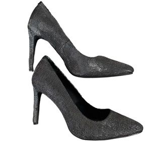 Jennifer Lopez Black Rhinestone Glamour Heels Wedding Formal Sz 7M